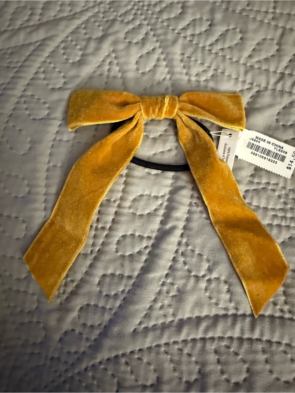 NWT J Crew Deep Yellow / Gold Velvet Bow Hair Tie